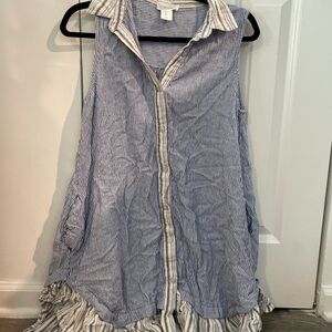 Cynthia Rowley Blue Button Down Dress with Notched Collar